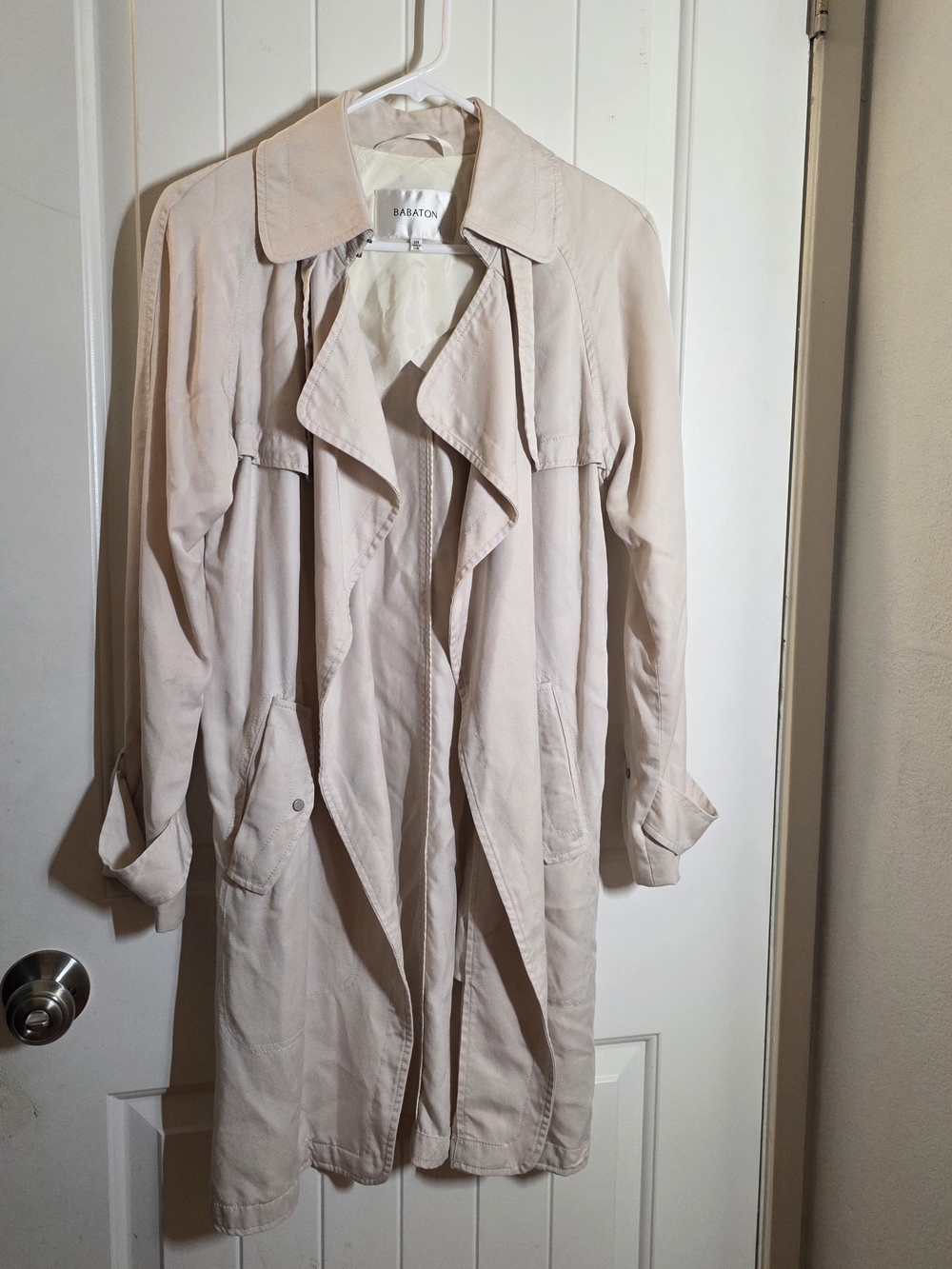 Aritzia Babaton Lightweight Drape Trench Coat - Soft Blush